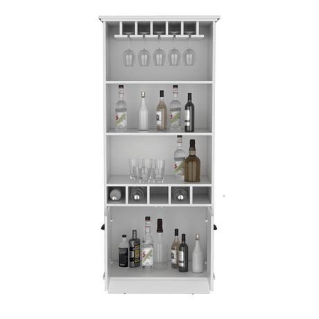 Bar Dundee Blanco 74.7x177cm con Portacopas y Portabotellas - Bares | Bylmo