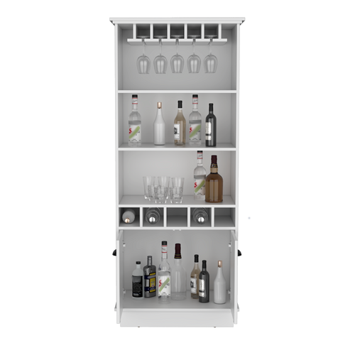 Bar Dundee Blanco 74.7x177cm Con Portacopas Y Portabotellas