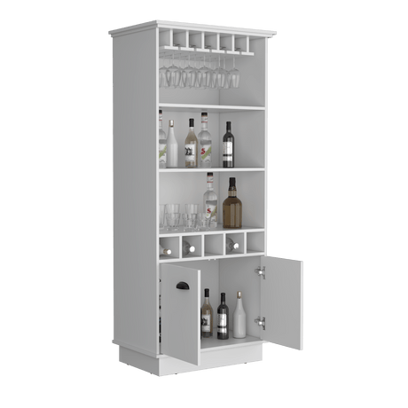 Bar Dundee Blanco 74.7x177cm con Portacopas y Portabotellas - Bares | Bylmo