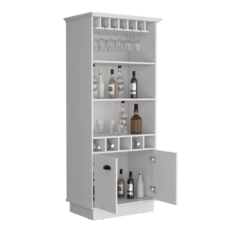 Bar Dundee Blanco 74.7x177cm Con Portacopas Y Portabotellas