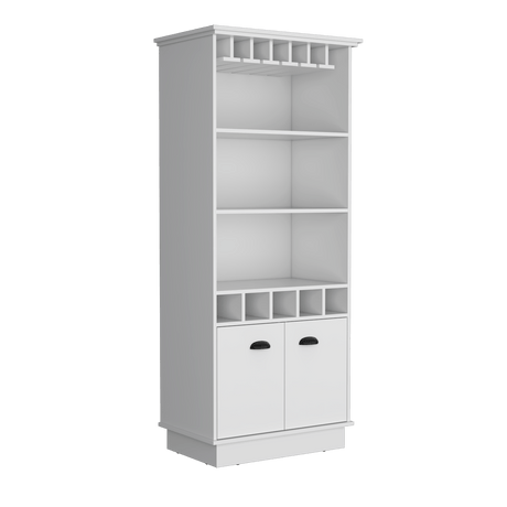 Bar Dundee Blanco 74.7x177cm con Portacopas y Portabotellas - Bares | Bylmo