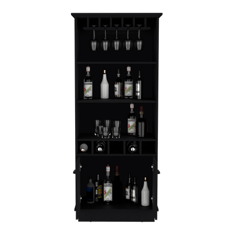 Bar Dundee Wengue 74.7x177cm con Portacopas y Portabotellas - Bares | Bylmo