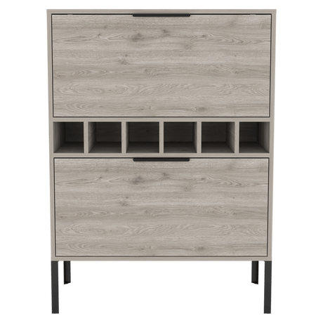 Bar Lyrata Ceniza 80x110cm con Portacopas y Portabotellas - Bares | Bylmo