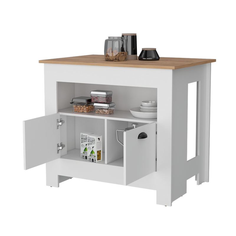 Isla De Cocina Arlet Blanco 103x89.9cm Con Entrepaños Y Compartimientos