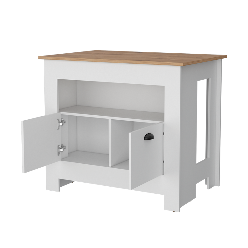 Isla De Cocina Arlet Blanco 103x89.9cm Con Entrepaños Y Compartimientos