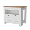 Isla De Cocina Arlet Blanco 103x89.9cm Con Entrepaños Y Compartimientos