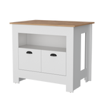 Isla De Cocina Arlet Blanco 103x89.9cm Con Entrepaños Y Compartimientos