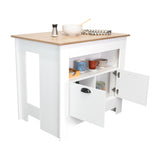 Isla de Cocina Arlet Blanco 103x89.9cm con Entrepaños y Compartimientos - Barras y Muebles Auxiliares | Bylmo