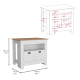 Isla de Cocina Arlet Blanco 103x89.9cm con Entrepaños y Compartimientos - Barras y Muebles Auxiliares | Bylmo