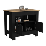 Isla de Cocina Arlet Wengue 103x89.9cm con Entrepaños y Compartimientos - Barras y Muebles Auxiliares | Bylmo