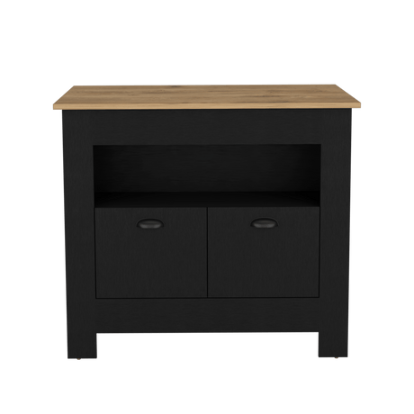 Isla de Cocina Arlet Wengue 103x89.9cm con Entrepaños y Compartimientos - Barras y Muebles Auxiliares | Bylmo