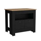 Isla de Cocina Arlet Wengue 103x89.9cm con Entrepaños y Compartimientos - Barras y Muebles Auxiliares | Bylmo