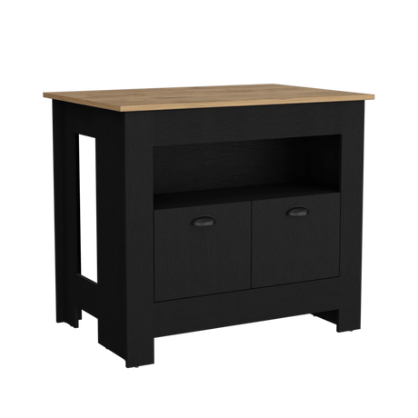 Isla de Cocina Arlet Wengue 103x89.9cm con Entrepaños y Compartimientos - Barras y Muebles Auxiliares | Bylmo