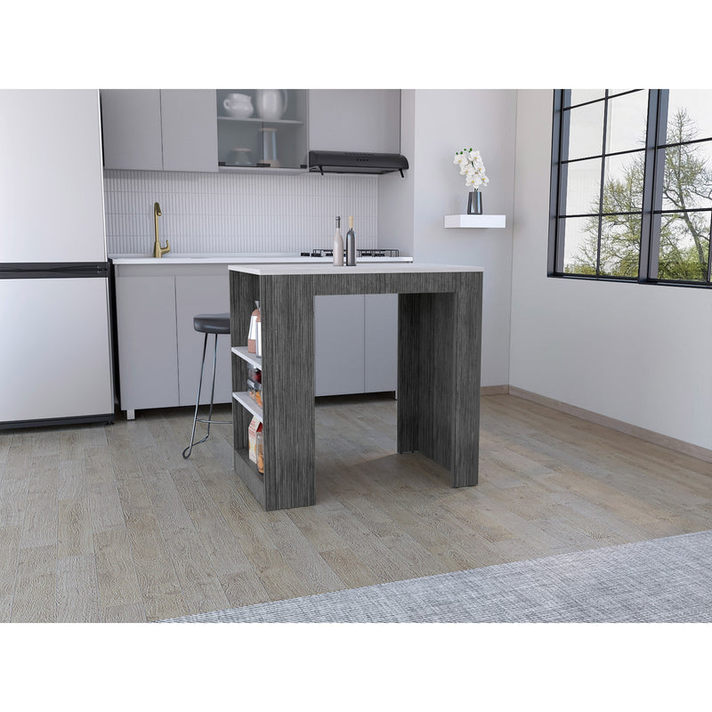 Isla De Cocina Portree Roble Gris 92x91.3cm Con Dos Entrepaños