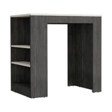 Isla de Cocina Portree Roble Gris 92x91.3cm con Dos Entrepaños - Barras y Muebles Auxiliares | Bylmo