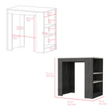 Isla de Cocina Portree Roble Gris 92x91.3cm con Dos Entrepaños - Barras y Muebles Auxiliares | Bylmo