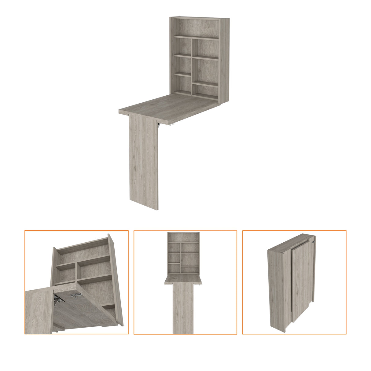 Barra de Cocina Empotrable Vatta Ceniza 60x80cm Plegable con Entrepaños - Barras y Muebles Auxiliares | Bylmo