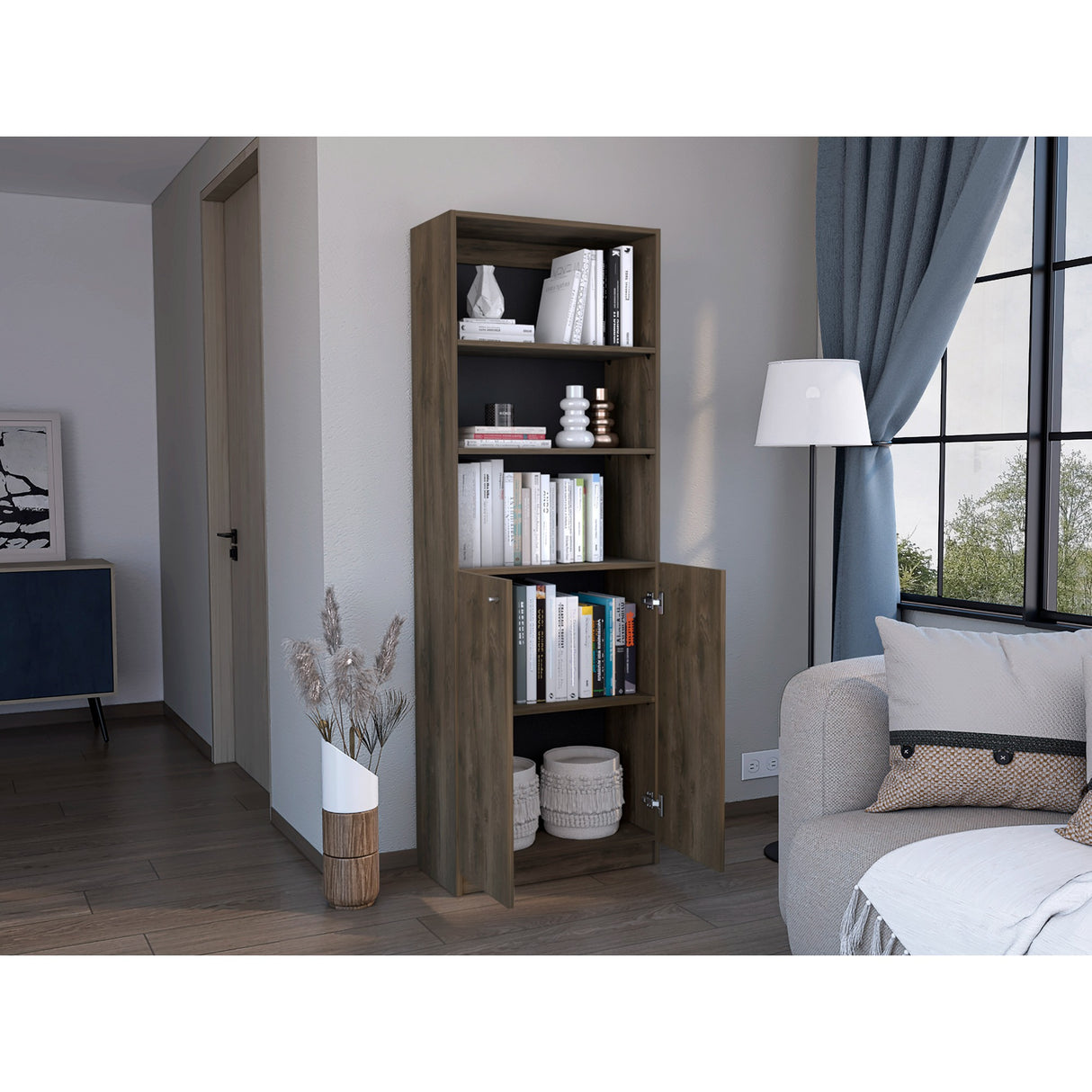 Biblioteca Home Maxi Bellota Wengue 62.8x180.6cm con Cuatro Entrepaños - Bibliotecas y Estanterías | Bylmo