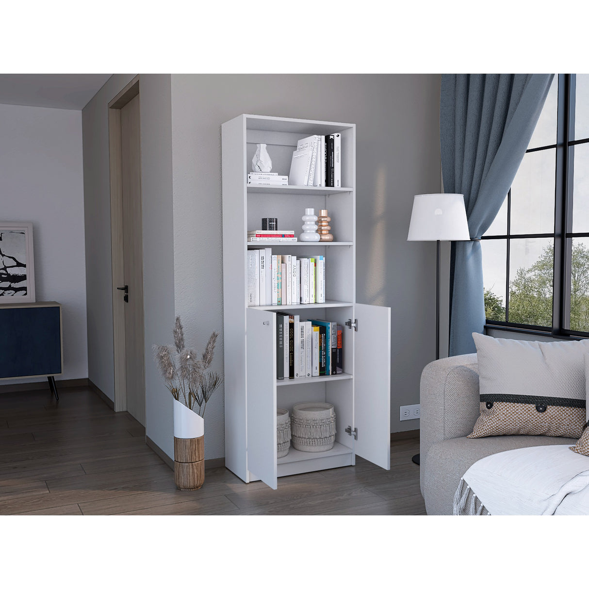 Biblioteca Home Maxi Blanco 62.8x180.6cm con Cuatro Entrepaños - Bibliotecas y Estanterías | Bylmo