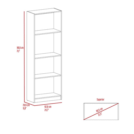 Biblioteca Home Wengue 62.8x180.6cm con Tres Entrepaños - Bibliotecas y Estanterías | Bylmo