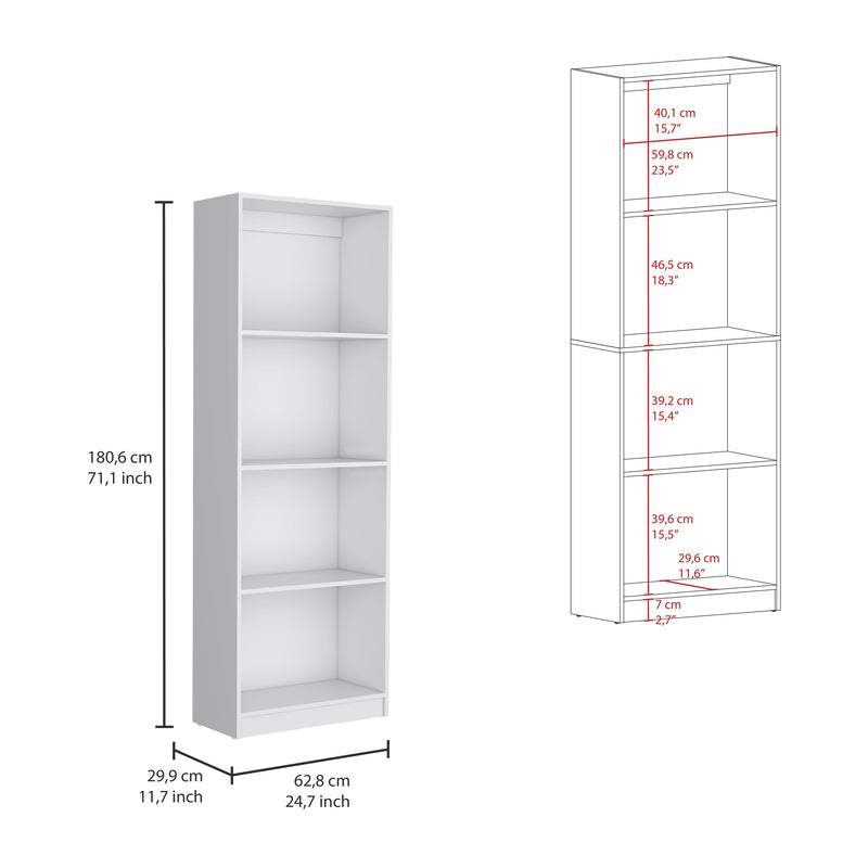 Biblioteca Lib Home Blanca 62.8x180.6cm Con Tres Entrepaños