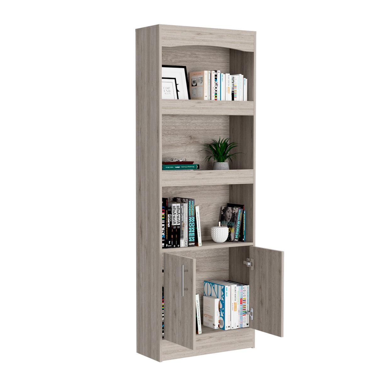 Biblioteca Simma Ceniza 63.2x180.6cm con Tres Entrepaños - Bibliotecas y Estanterías | Bylmo