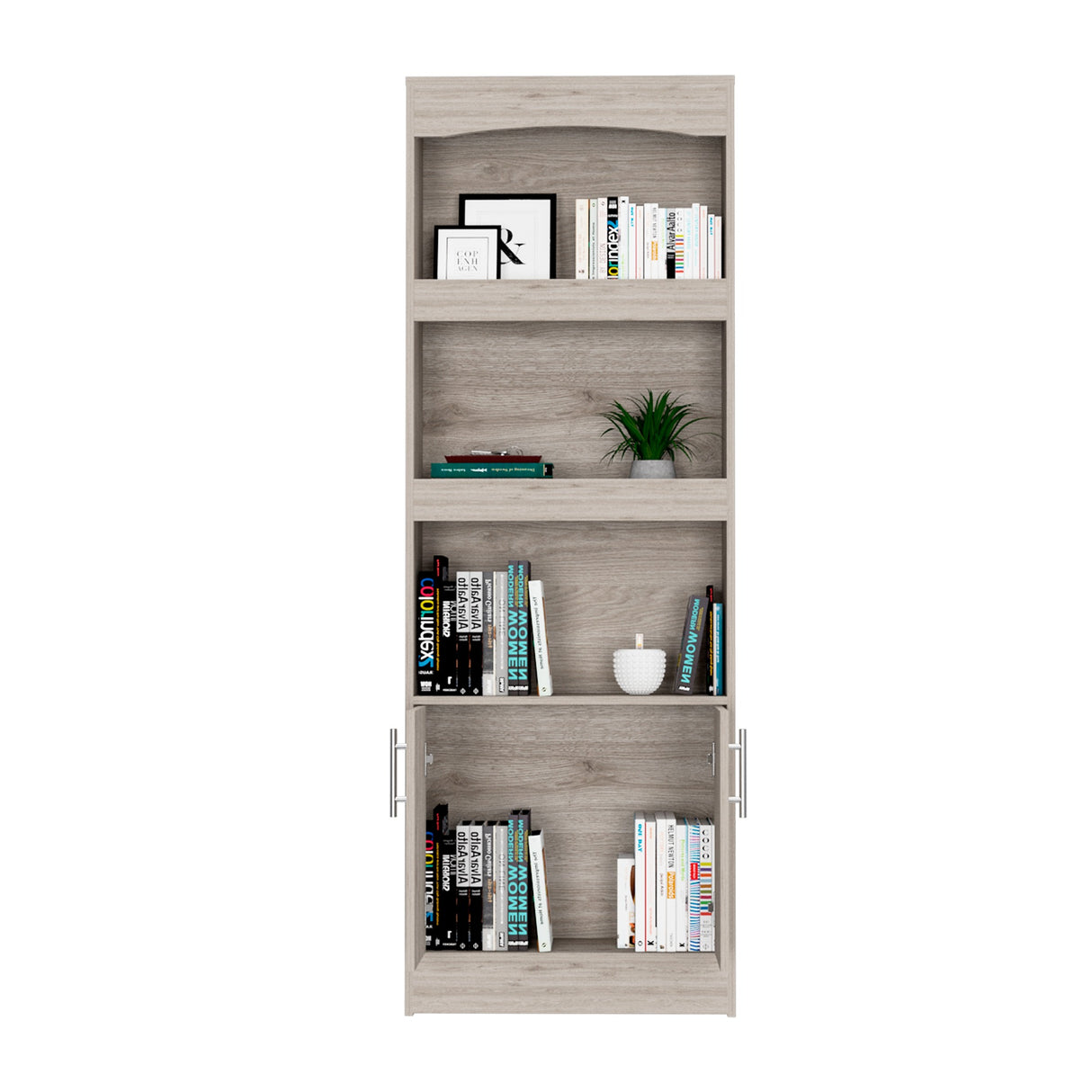 Biblioteca Simma Ceniza 63.2x180.6cm con Tres Entrepaños - Bibliotecas y Estanterías | Bylmo