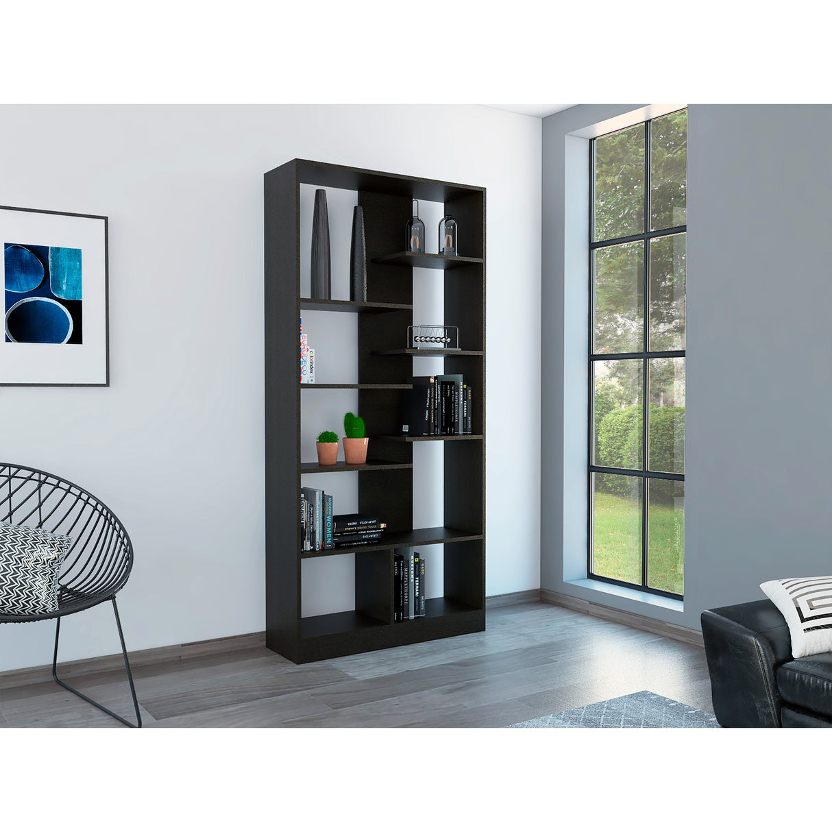 Biblioteca Yata Wengue 80x170cm con Siete Entrepaños - Bibliotecas y Estanterías | Bylmo