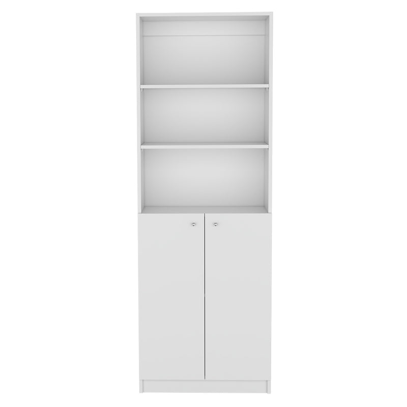 Estantería Home Blanca 62.8x180.6cm Con Puertas Y Cuatro Entrepaños