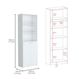 Estantería Home Blanca 62.8x180.6cm con Puertas y Cuatro Entrepaños - Bibliotecas y Estanterías | Bylmo