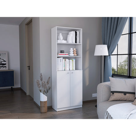 Estantería Lib Home Blanco 62.8x180.6cm con Puertas y Cuatro Entrepaños - BIBLIOTECAS Y ESTANTERIAS | Bylmo