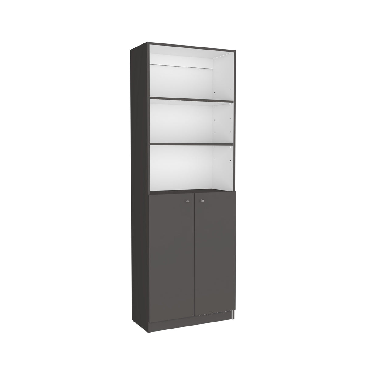 Estantería Home Plomo 62.8x180.6cm con Puertas y Cuatro Entrepaños - Bibliotecas y Estanterías | Bylmo