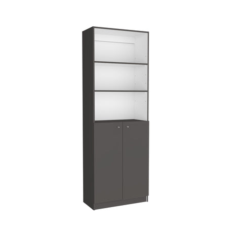 Estantería Home Plomo 62.8x180.6cm con Puertas y Cuatro Entrepaños - Bibliotecas y Estanterías | Bylmo