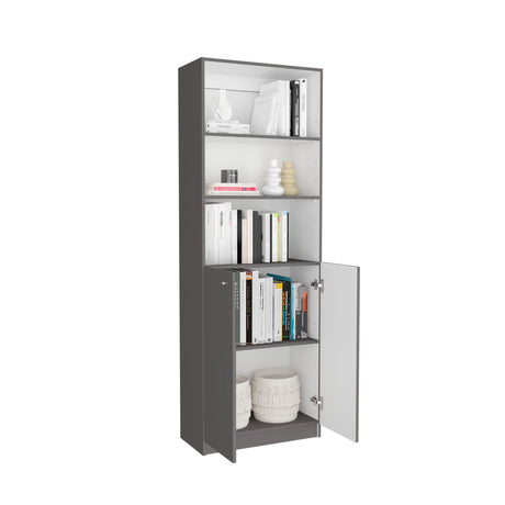 Estantería Home Plomo 62.8x180.6cm con Puertas y Cuatro Entrepaños - Bibliotecas y Estanterías | Bylmo