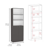Estantería Home Plomo 62.8x180.6cm con Puertas y Cuatro Entrepaños - Bibliotecas y Estanterías | Bylmo
