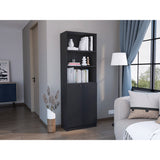 Estantería Home Wengue 62.8x180.6cm con Puertas y Cuatro Entrepaños - Bibliotecas y Estanterías | Bylmo