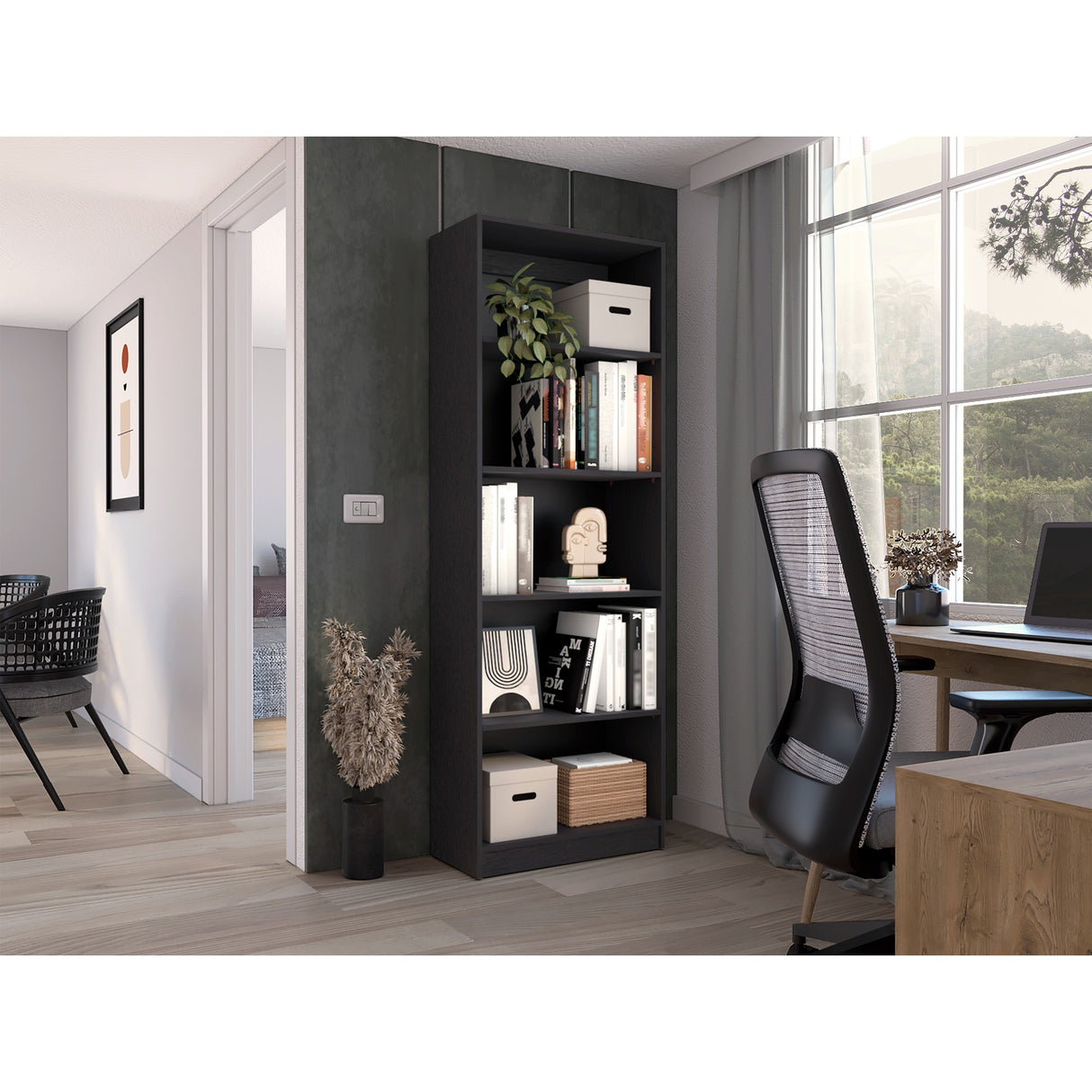 Estantería Home Wengue 62.8x180.6cm con Cuatro Entrepaños - Bibliotecas y Estanterías | Bylmo