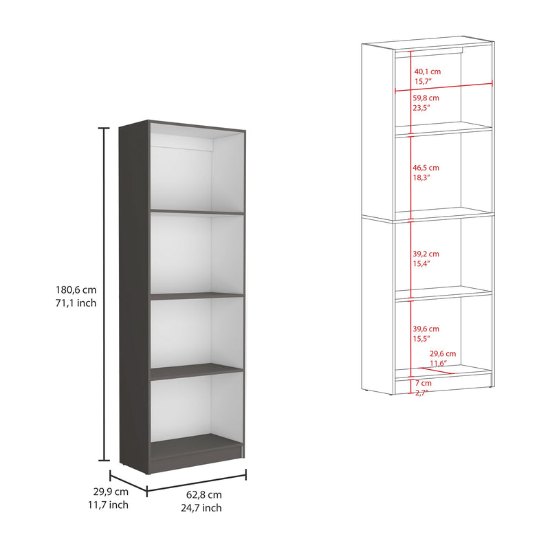 Estantería Home Plomo 62.8x180.6cm Con Tres Entrepaños