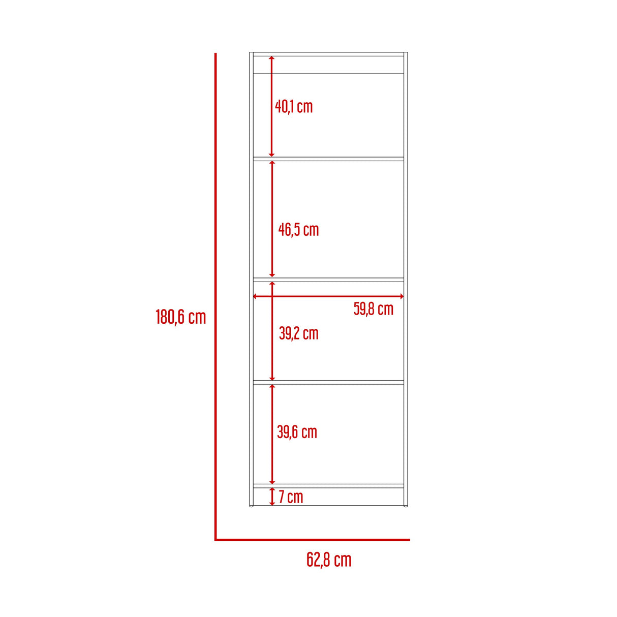 Estantería Lib Home Blanco 62.8x180.6cm con Tres Entrepaños - Bibliotecas y Estanterías | Bylmo