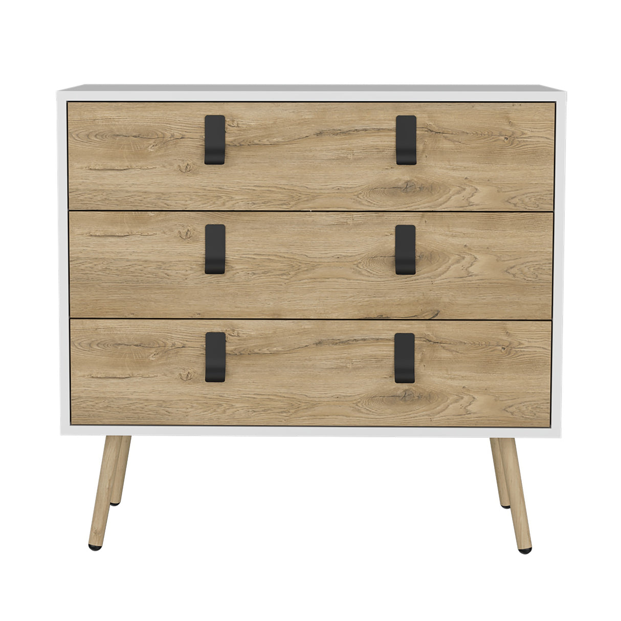 Cajonera Huna Macadamia con Blanco 80.2x75.2cm con Tres Cajones - Cajoneras y Comodas | Bylmo