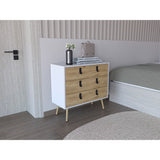 Cajonera Huna Macadamia con Blanco 80.2x75.2cm con Tres Cajones - Cajoneras y Comodas | Bylmo