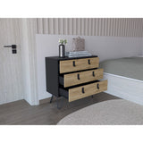 Cajonera Huna Macadamia con Negro 80.2x75.2cm con Tres Cajones - Cajoneras y Comodas | Bylmo