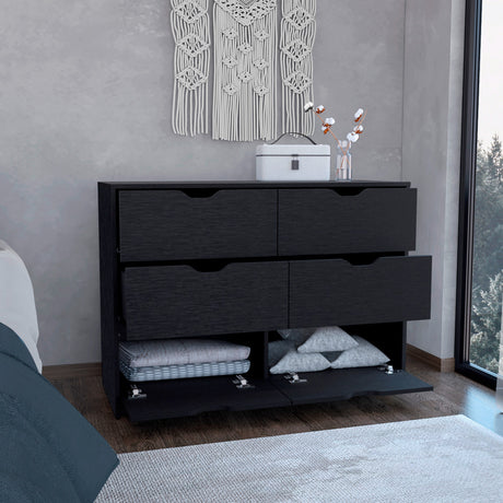 Cómoda Basilea Wengue 107x77.6cm con Cuatro Cajones - Cajoneras y Comodas | Bylmo