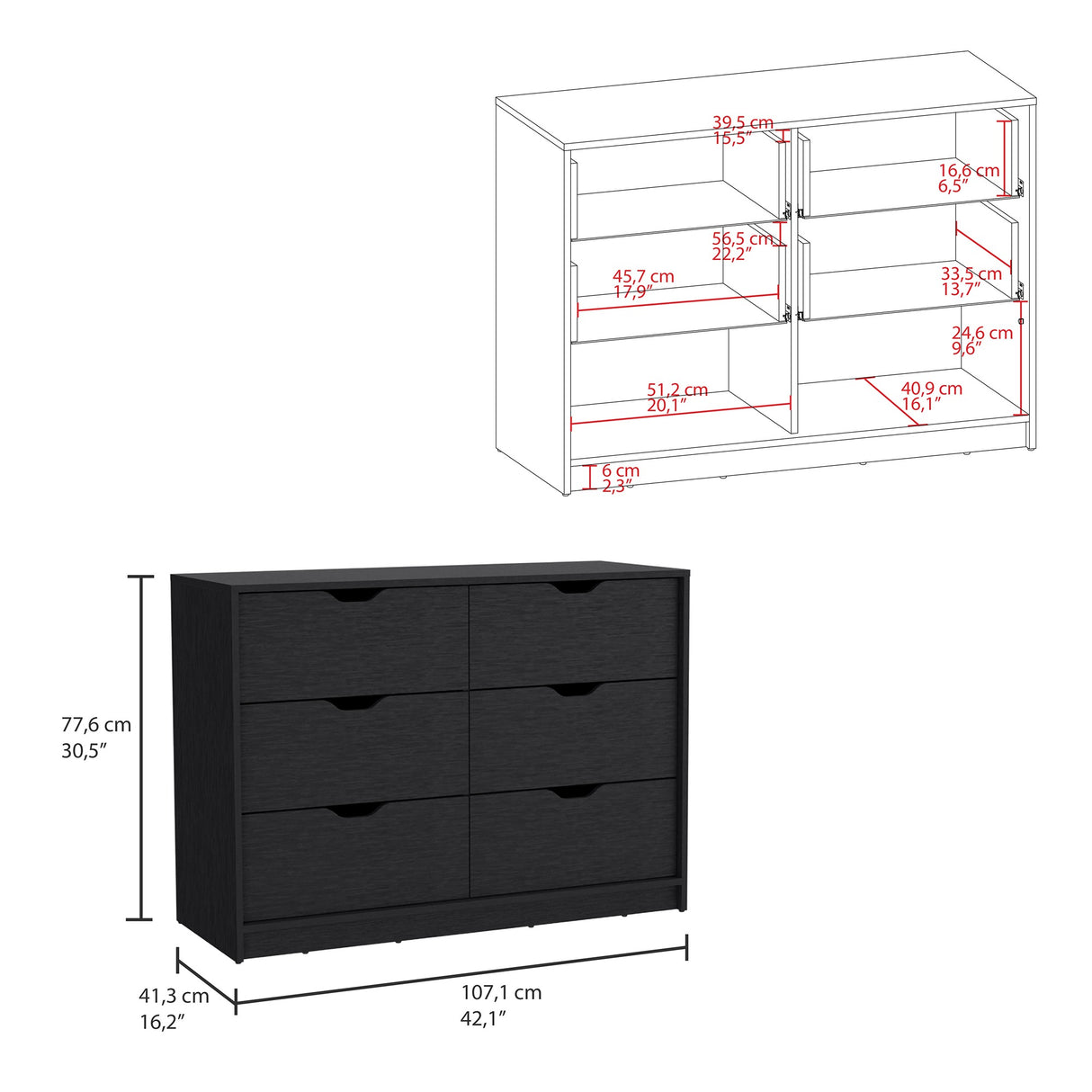 Cómoda Basilea Wengue 107x77.6cm con Cuatro Cajones - Cajoneras y Comodas | Bylmo