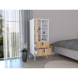 Cómoda Alta Huna Macadamia 51x131cm con Dos Cajones - Cajoneras y Comodas | Bylmo