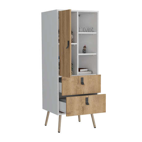 Cómoda Alta Huna Macadamia 51x131cm con Dos Cajones - Cajoneras y Comodas | Bylmo