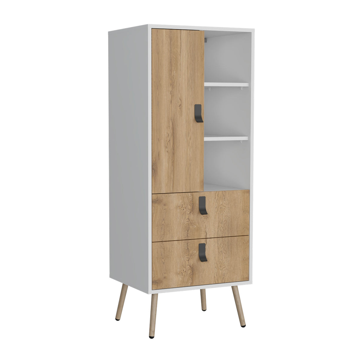 Cómoda Alta Huna Macadamia 51x131cm con Dos Cajones - Cajoneras y Comodas | Bylmo