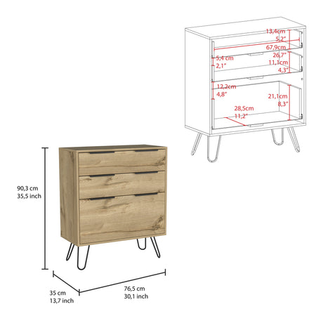 Cómoda Augusta Duna 76.5x90.3cm con Tres Cajones - Cajoneras y Comodas | Bylmo