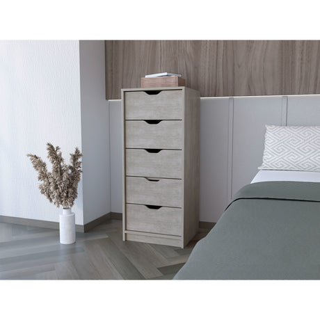 Cómoda Basilea Cemento 45x107.8cm con Cinco Cajones - Cajoneras y Comodas | Bylmo