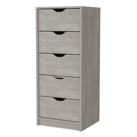 Cómoda Basilea Cemento 45x107.8cm con Cinco Cajones - Cajoneras y Comodas | Bylmo